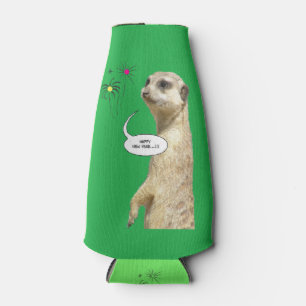 Porta-garrafa Frasco Meerkat feliz ano novo Verde