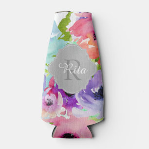 Porta-garrafa Fundo PixDezines Floral Watercolor/DIY