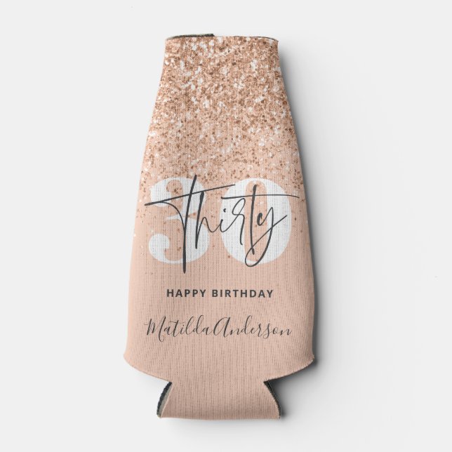 Porta-garrafa Garota brilhando moderna aniversário de 30 anos (Frente)