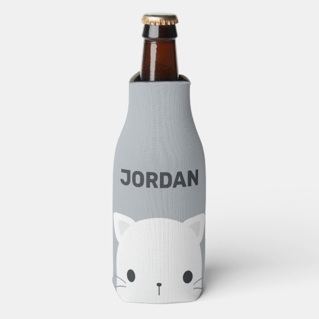 Porta-garrafa Gatinho Fofo com Nome Personalizado (Frente da Garrafa)