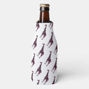Porta-garrafa Girafa Silhueta Rosa e Preto
