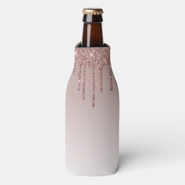 Porta-garrafa Glitter líquido de rosa Dourado (Frente da Garrafa)