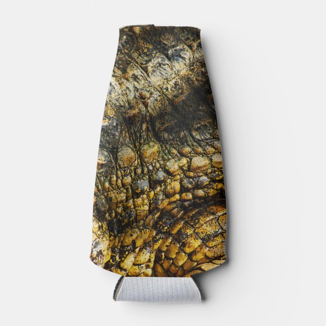 Porta-garrafa Golden Crocodile Skin Texture Close Up (Frente)