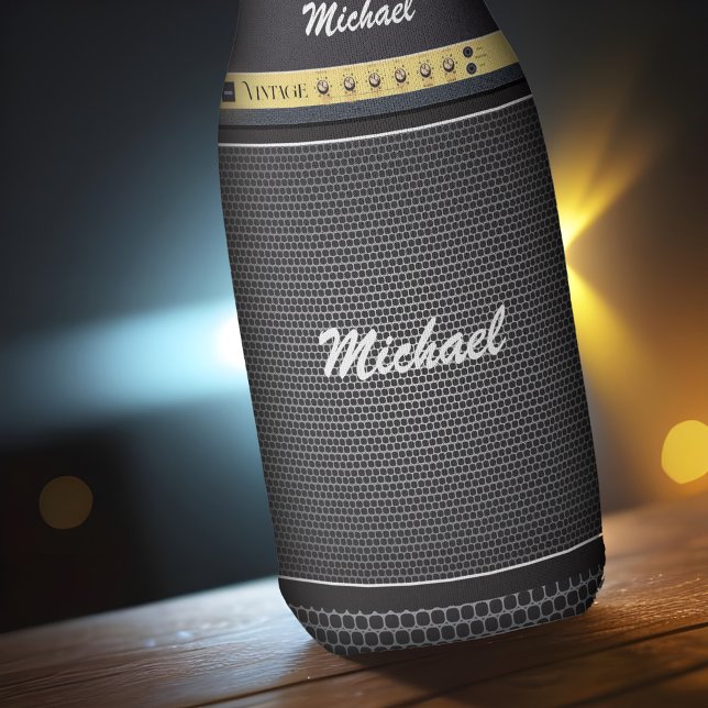 Porta-garrafa Guitarra Elétrica Amp Tema Música Aniversário Nome (Personalized electric guitar amp beer bottle cooler)