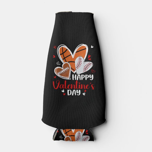 Porta-garrafa Happy Valentine Baseball Football Basketball Heart (Frente)
