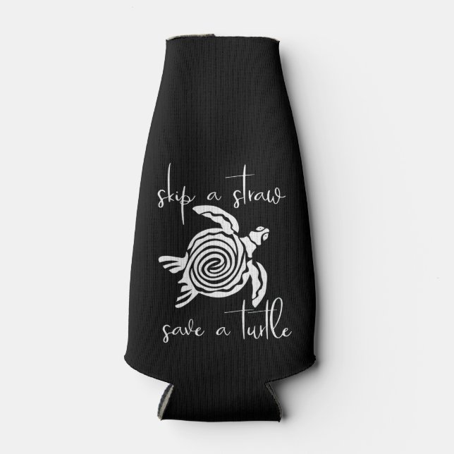 Porta-garrafa Ignorar uma Palha Salvar uma Tartaruga (Frente)