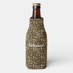 Porta-garrafa Impressão de leopardo preto dourado