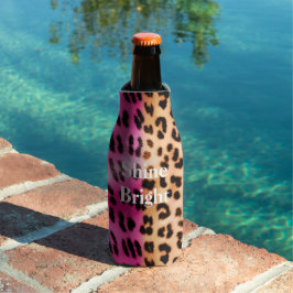 Porta-garrafa Impressão Leopardo Dourada rosa