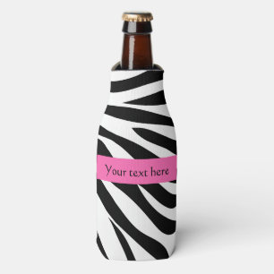 Porta-garrafa Impressão preto e branco da zebra com rosa quente