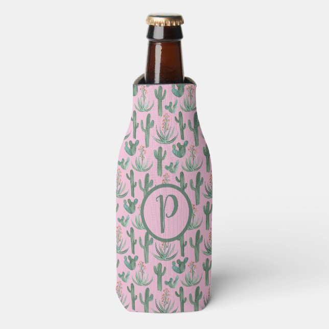 Porta-garrafa Iniciais PERSONALIZADOS De Desert Cactus Pattern W (Frente da Garrafa)