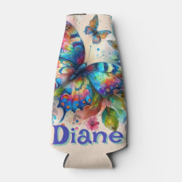 Porta-garrafa Jardim Floral de Borboleta de Aquarela Personaliza