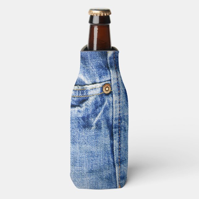 Porta-garrafa Jeans AZUIS FADRADOS (Frente da Garrafa)