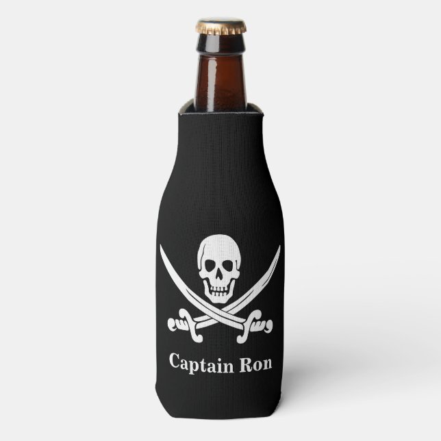 Porta-garrafa Jolly Rogers Pirate Capitão Personalizado (Frente da Garrafa)