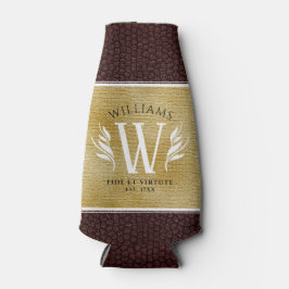 Porta-garrafa Leather Leaf & Vintage Paper Surname Motto