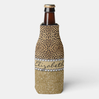 Porta-garrafa Leopard Spot Dourado Glitter Rhinestone PHOTO IMPR