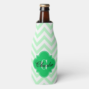 Porta-garrafa LG Chevron Esmeralda Verde Nome Inic Monograma