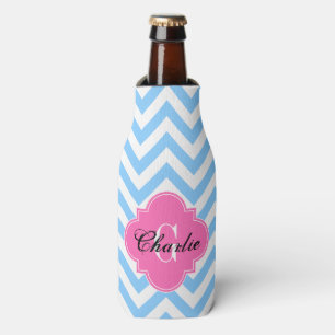 Porta-garrafa LG Chevron Hot Pink Name Init Monograma