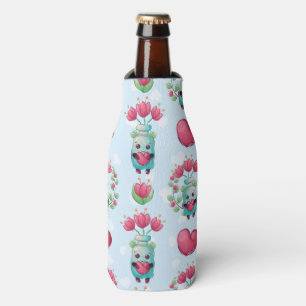 Porta-garrafa Linda Floral Mason Jar Hearts Pattern