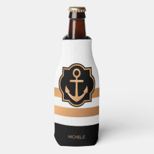 Porta-garrafa Listras brancas e douradas pretas