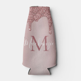 Porta-garrafa Luxo Monograma com Drips de Glitter Brilho em Ouro