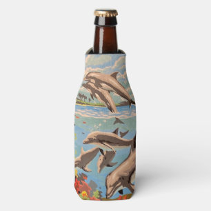 Porta-garrafa Mão Pintada Por Número   Golfinhos Reproduzíveis  