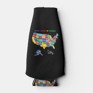 Porta-garrafa Mapa colorido dos Estados Unidos da América com es