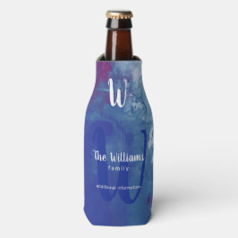 Porta-garrafa marca da família nome azul aquarela