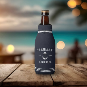 Porta-garrafa Marinho Blue Rustic Anchor Personalizado Casa de P