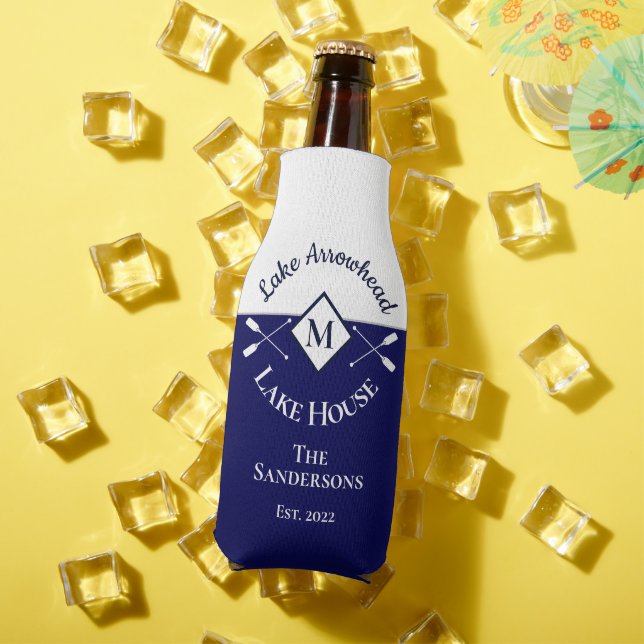 Porta-garrafa Marinho náutico Blue White Monograma House (Verão in situ)