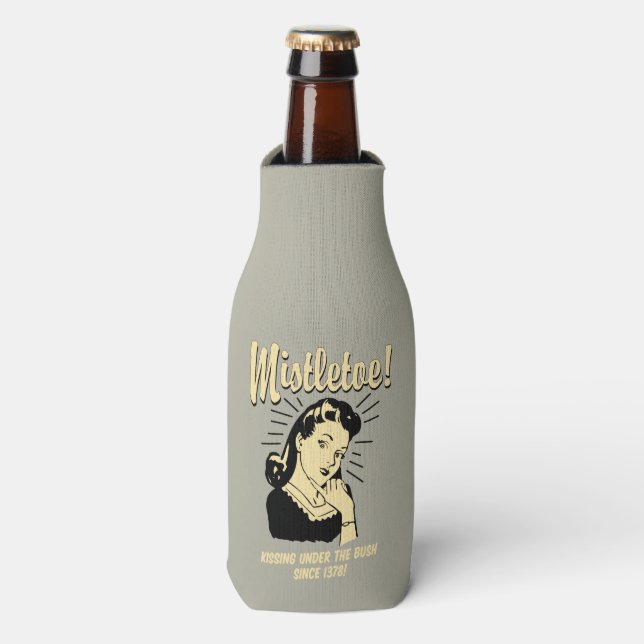 Porta-garrafa Mistletoe: Beijando Sob O Bush Desde 1378 (Frente da Garrafa)