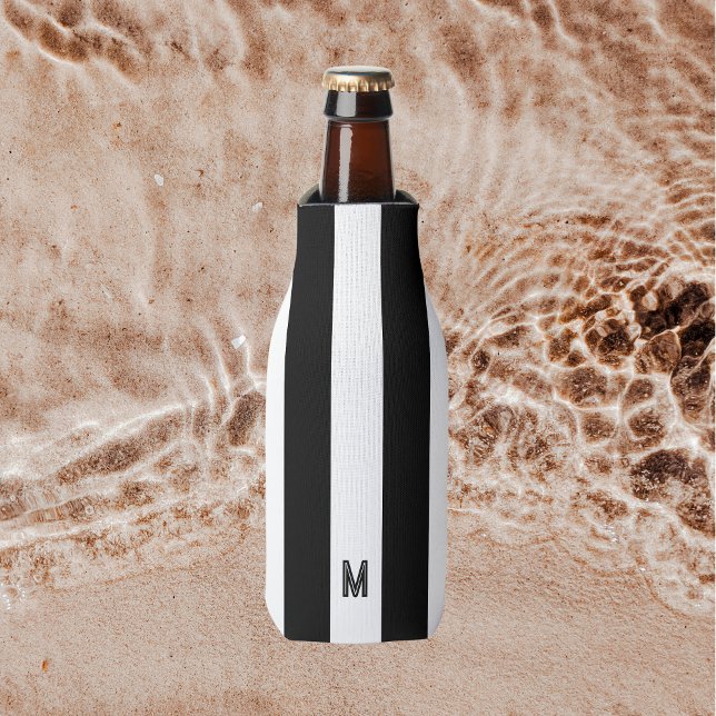Porta-garrafa Monograma de distribuição de cabana branca e preto (Criador carregado)