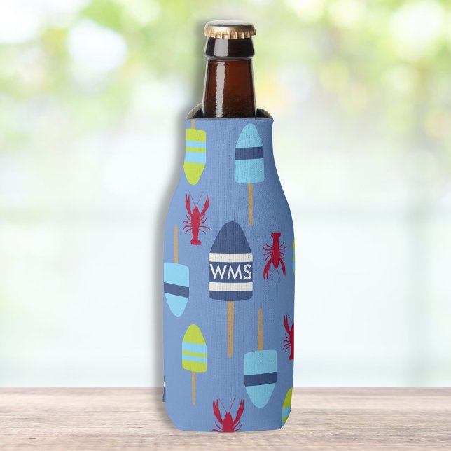 Porta-garrafa Monograma do tema náutico e monograma de lagosta (Criador carregado)