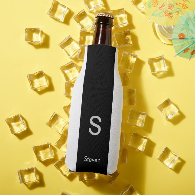 Porta-garrafa Monograma Dois Tom Preto Moderno e Branco (Verão in situ)