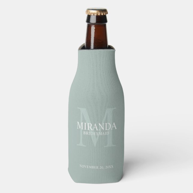 Porta-garrafa Monograma e nome da Bridesmaid Personalizada (Frente da Garrafa)