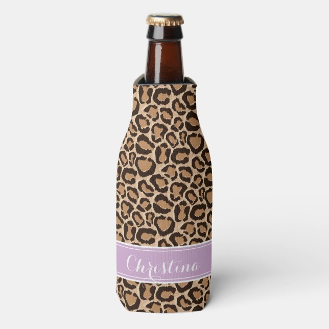 Porta-garrafa Monograma Personalizado de Impressão Púrpura e Leo (Frente da Garrafa)
