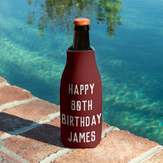 Porta-garrafa Na moda de Burgundy, 80 de aniversário, oitenta (Piscina in situ)