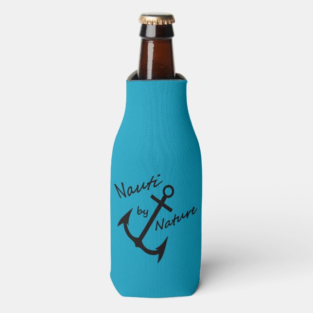 Porta-garrafa Nauti náutico por Nature Girl Teal Bottle Cooler (Frente da Garrafa)