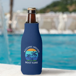 Porta-garrafa Nome do Barco Palmeiras Sun Bem-vindas a bordo azu