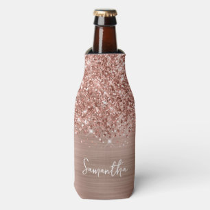 Porta-garrafa Nome Glam de Rosa Dourada Brilhante