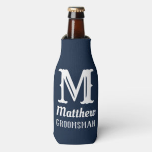 Porta-garrafa Nome Monograma Masculino Arrumado Casamento Azul M