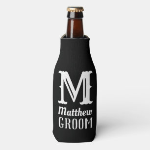 Porta-garrafa Nome Monograma Masculino Casamentos Noivo Preto