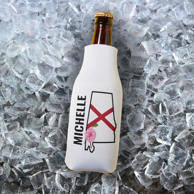 Porta-garrafa Nome personalizado Alabama Flag e State Flower Cam (Criador carregado)