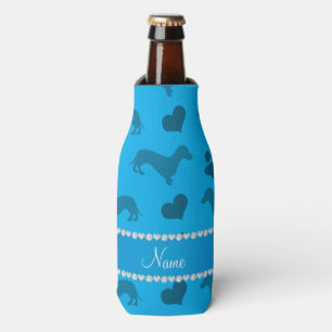 Porta-garrafa Nome personalizado céu azul dachshances corações