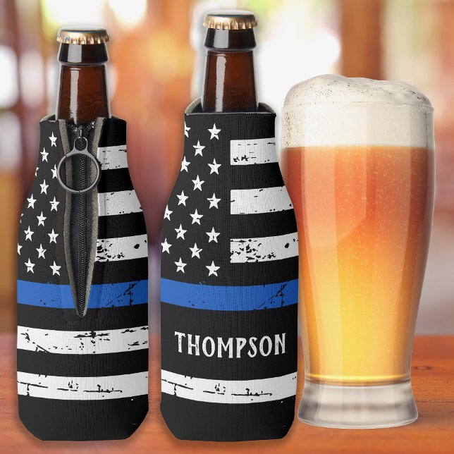 Porta-garrafa Nome Personalizado do Oficial de Polícia Linha Azu (Criador carregado)