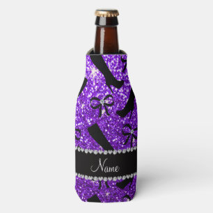 Porta-garrafa Nome personalizado indigo roxo glitter inicializa