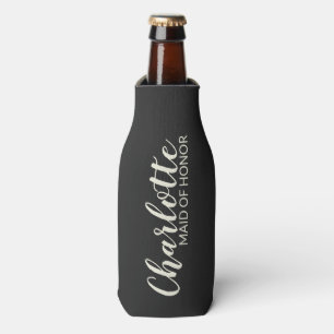 Porta-garrafa Nome Personalizado Madrinha de casamento Preto Pre