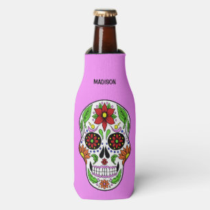 Porta-garrafa Nome personalizado, texto e cor do Sugar Skull