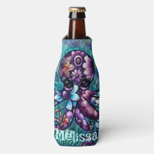 Porta-garrafa Octopus Floral Teal Coastal Personalizado