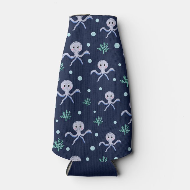 Porta-garrafa Octopus sob o padrão das crianças do mar (Frente)