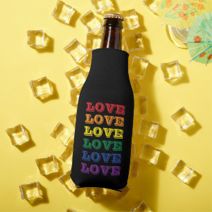 Porta-garrafa Orgulho gay LGBTQ Adoro Texto Repetido Personalizá
